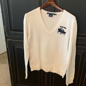 Ralph Lauren Women's White V-Neck Sweater